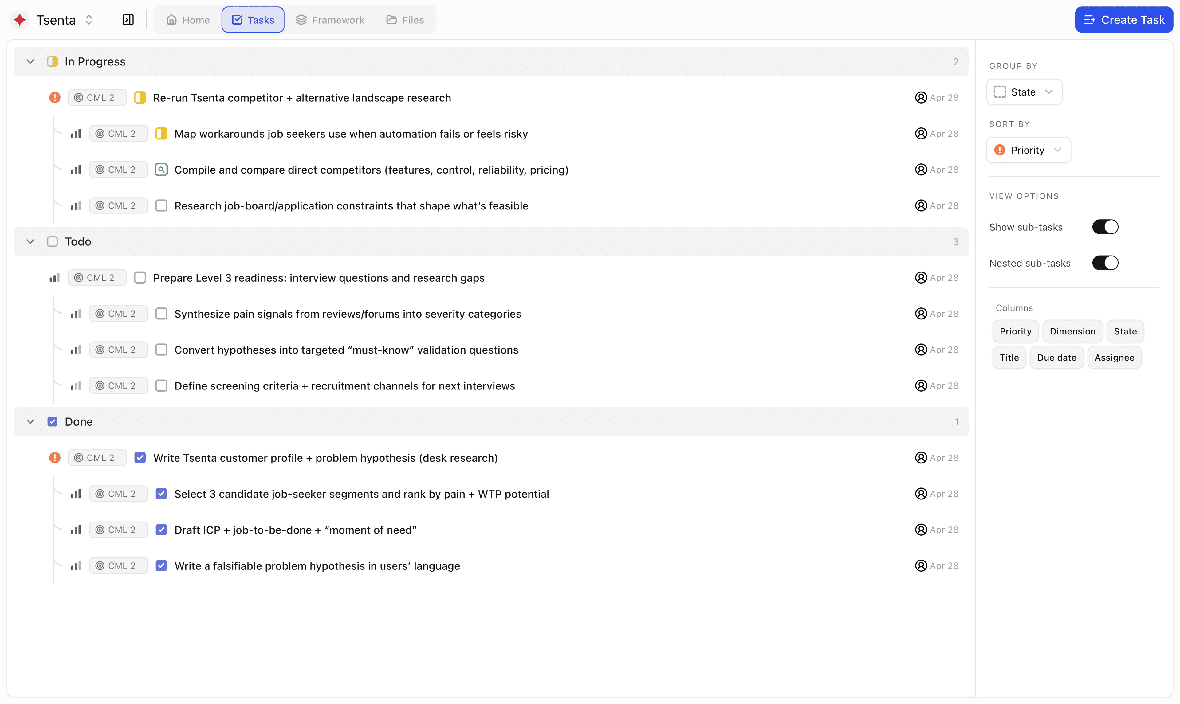 Polycorp tasks dashboard